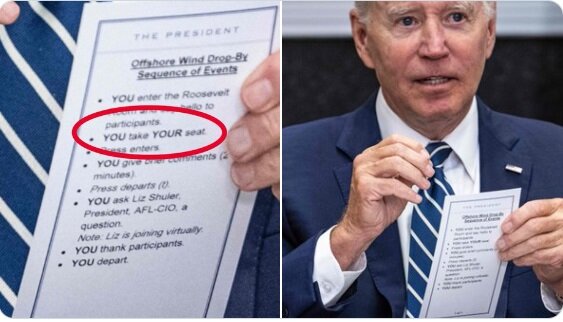 عکس | بایدن برگه تقلب خود را لو داد | جزئیات خنده دار برگه تقلب آقای رئیس جمهور!