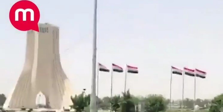 جنجال سازی به خاطر اهتزاز پرچم عراق در تهران؛ ایران را به عراق هم فروختند؟! | چند تصویر و اصل ماجرا