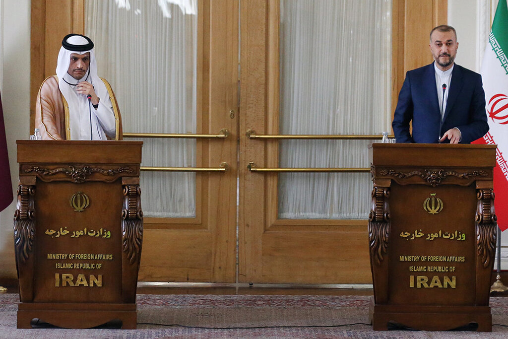 نشست خبری امیر عبدالهیان- وزیر خارجه قطر