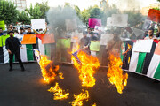 تصاویر تجمع اعتراضی دانشجویان | شعارهایی که داده شد؛ پرچم‌هایی که به آتش کشیده شد