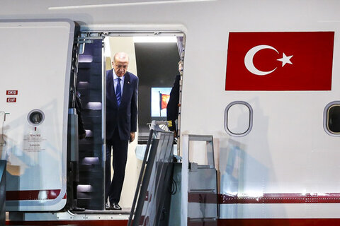 ورود اردوغان رئیس‌جمهور ترکیه و همراهان به تهران