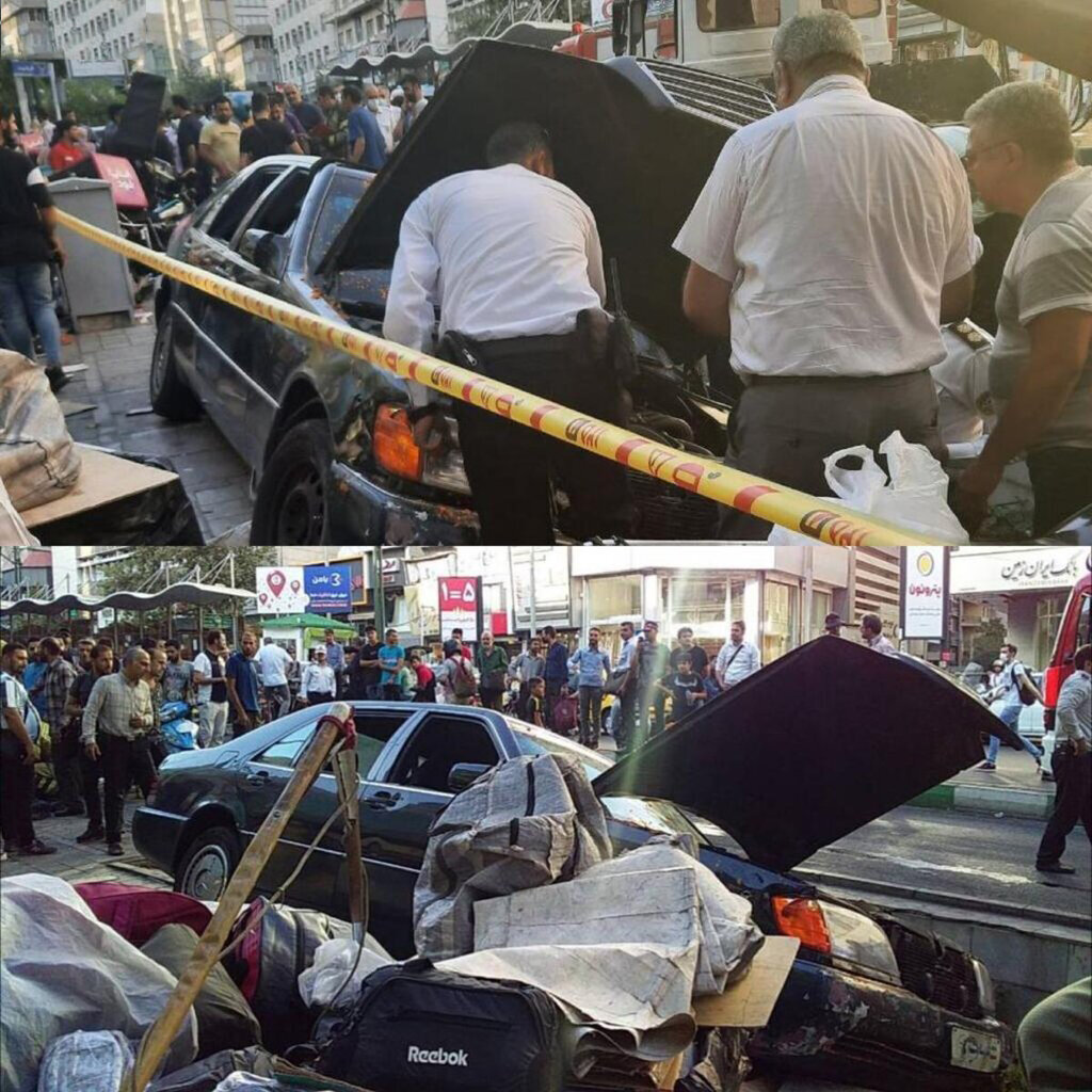 تصاویر تصادف بنز تشریفات وزارت خارجه در خیابان ولیعصر | دو نفر مصدوم شدند