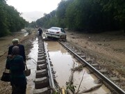 ببینید | سیل وحشتناک زرین دشت فیروزکوه تهران | خط آهن تهران شمال زیر آب رفت