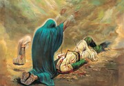 لحظه‌ای نمادین از شهادت امام حسین(ع) بر بوم نقاشی حسین خسروجردی