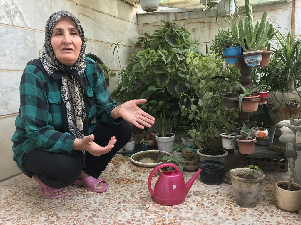 زندگی روستایی پرستار گلها روی بام