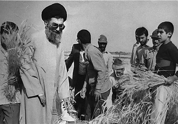 مشارکت رهبر انقلاب در درو گندم
