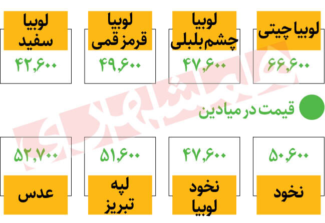 قیمت جدید حبوبات در میادین اعلام شد | هر کیلو لوبیا چیتی چند؟