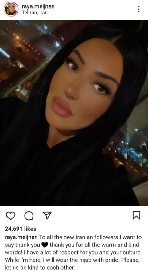 عکس | واکنش خبرساز همسر مهاجم هلندی پرسپولیس در خصوص حجاب | بیایید با هم مهربان باشیم!