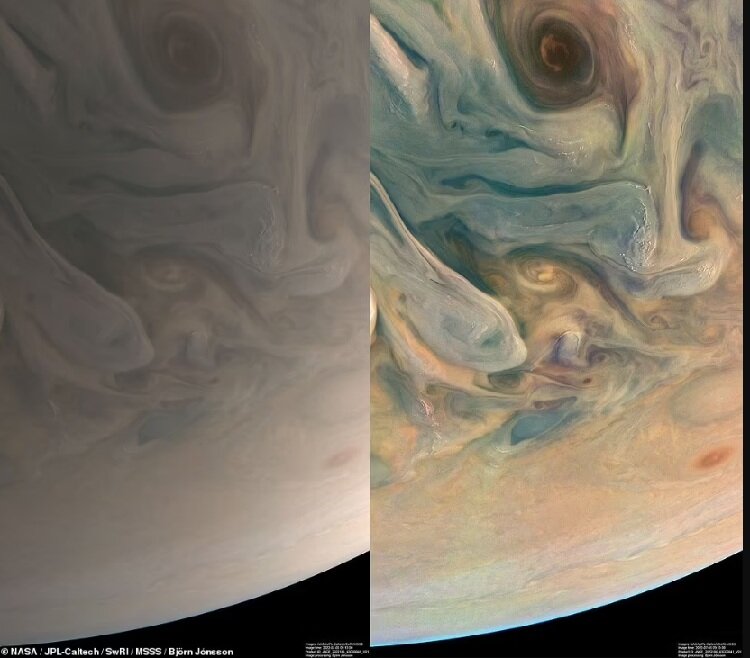 تصاویری از سیاره مشتری که تاکنون ندیدهاید | شاهکار مشترک مدارگرد جونو و یک مهندس نرمافزار