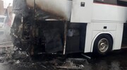 آتش‌سوزی اتوبوس حامل زائران اربعین | مسافران در چه وضعیتی هستند؟