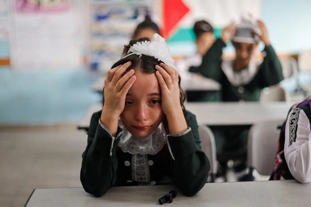 تصویری تلخ از دختربچه فلسطینی در کلاس درس