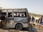 ببینید | انفجار مرگبار اتوبوس زائران در نزدیکی پمپ بنزین شوملی عراق؛ ۱۱ ایرانی فوت کردند | اجساد سوخته‌اند
