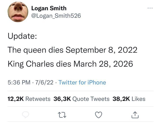 چگونه یک شخص تاریخ مرگ ملکه انگلیس را در توییتر درست پیش‌بینی کرد | مشخص شدن زمان مرگ پادشاه جدید!