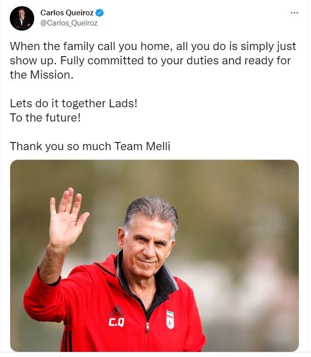 عکس | اولین واکنش کیروش پس از بازگشت به تیم ملی ایران | من آماده ام برای مأموریت!