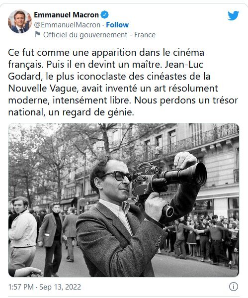 واکنشها به درگذشت ژان لوک گدار | رئیسجمهور فرانسه : نگاه یک نابغه را از دست دادیم