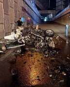 تصاویر سقوط هولناک یک ۲۰۷ در پل صدر؛ خودرو نابود شد | دو سرنشین کشته شدند