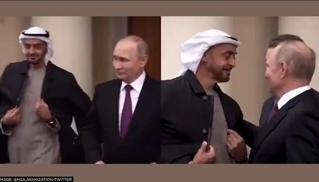 تصاویر | پوتین اورکتش را به رئیس امارات داد | بن زاید کُت پوتین را پس داد؟ | پسکوف: این نشانه علاقه است