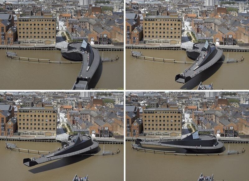 تصاویر شگفتانگیزترین پیادهراههای هوایی جهان | پلی شبیه ویرگول که مثل تاب در نوسان است