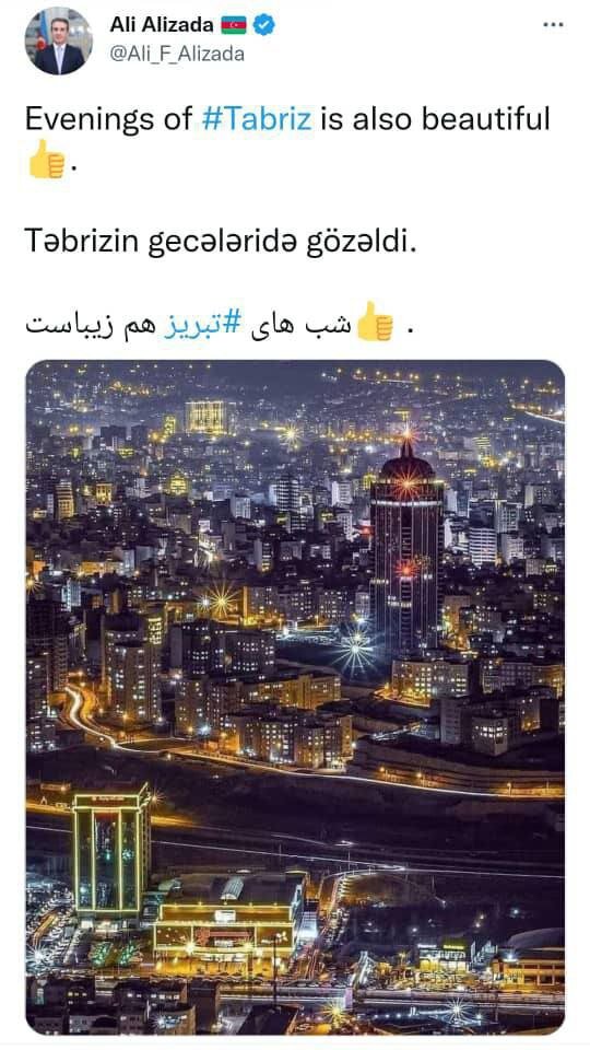 تصویر متفاوتی که سفیر آذربایجان از شبهای تبریز منتشر کرد
