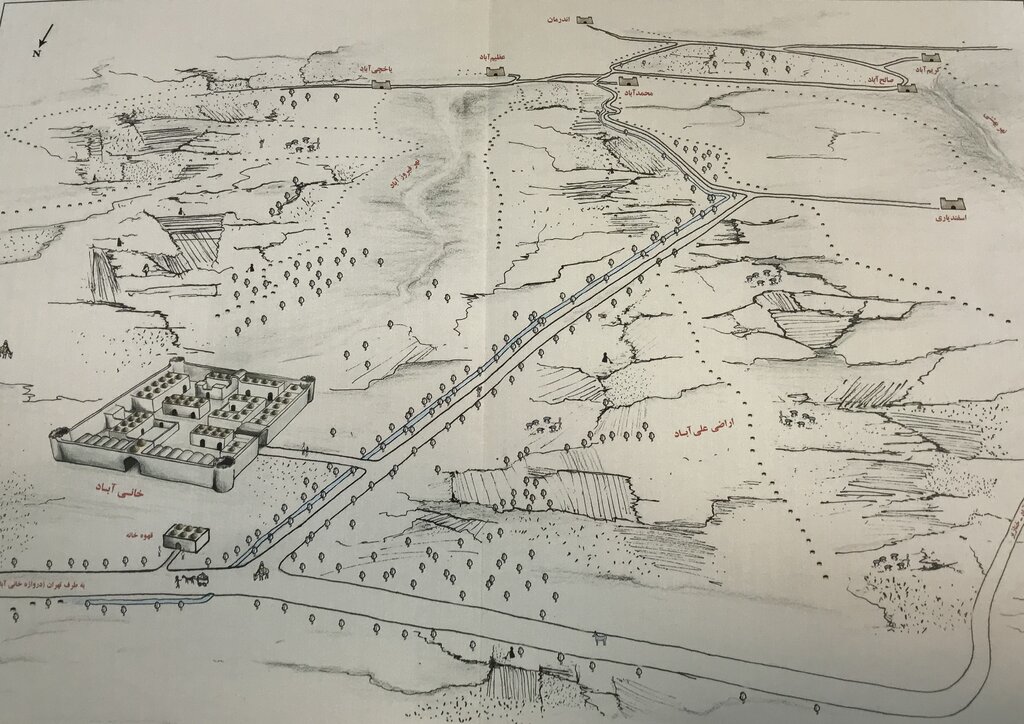 رمزگشایی از قلعه ارباب گشتاسب در خانیآباد شمالی | قلعه ارباب چطور قلعه اسفندیاری شد؟ + نقشه دوران قاجار اراضی خانیآباد و بقایای یک قلعه