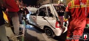 تصاویر واژگونی مرگبار راننده پراید در بزرگراه امام علی (ع) | وضعیت پراید را ببینید