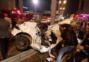 ببینید | صحنه ای دلخراش از تصادف زنجیره‌ای چند خودرو در بزرگراه تهران - کرج