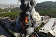 ببینید | لحظه هولناک آتش‌سوزی کارخانه مواد شیمیایی دنیزلی ترکیه
