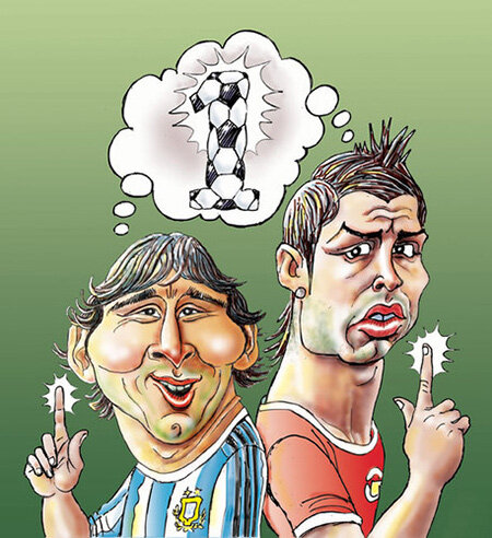 تصاویر | ‌رقابت دیدنی مسی و رونالدو در دنیای کاریکاتور | اثری غم انگیز از مارادونا  | پله همچنان پیشتاز است | شاعر فوتبال کیست؟