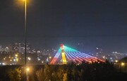 ببینید | افتتاح پل کابلی بزرگراه شیخ فضل‌الله‌نوری با رنگ پرچم ایران