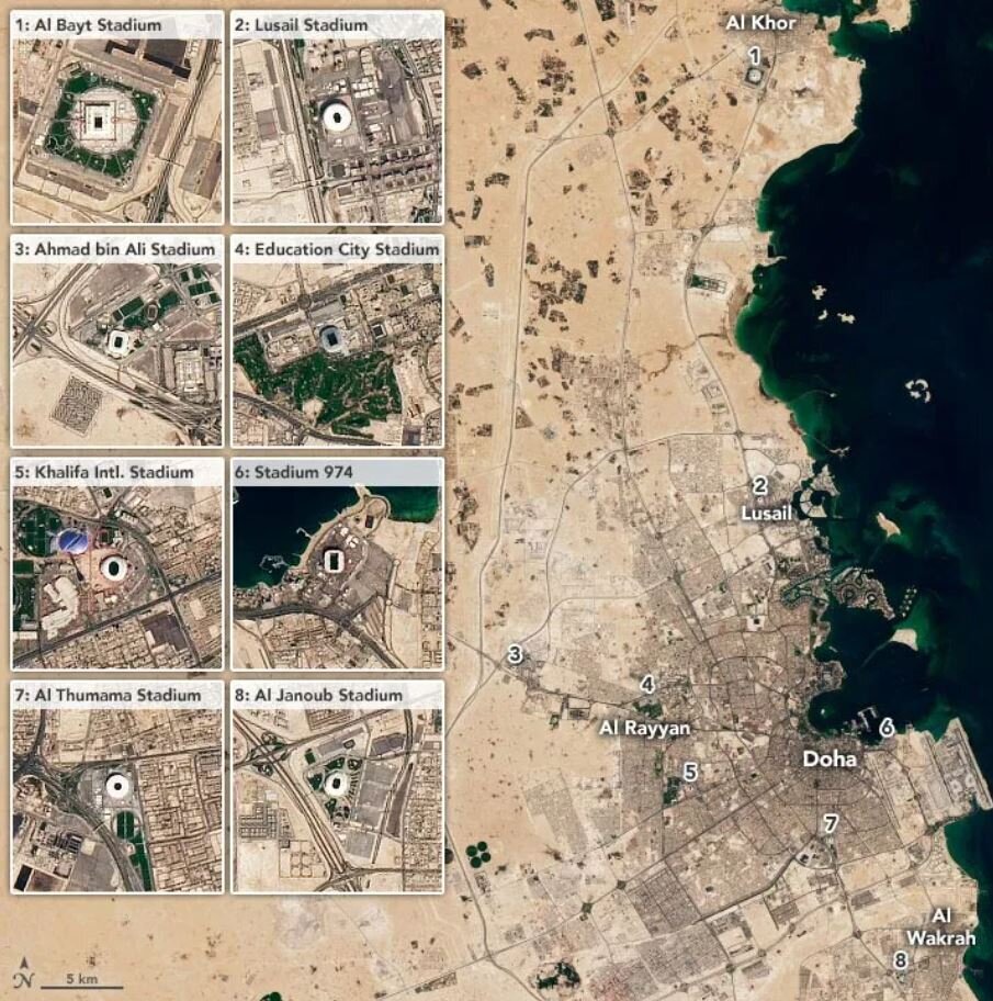 عکس | جام‌جهانی ۲۰۲۲ از فضا | تصویر حیرت‌انگیز از قطر