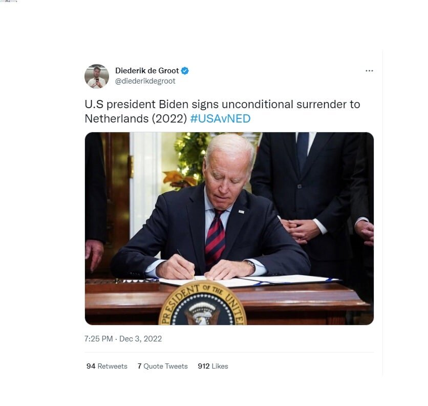 تصاویر | واکنش تمسخرآمیز به حذف آمریکا از جام جهانی | امضای «جو بایدن» و یک تکه «پنیر» سوژه شدند!