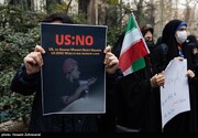 تصاویر ا دومین روز تجمع دفاع از حجاب مقابل دفتر سازمان ملل؛ مرلین مونرو و  مرضیه هاشمی هم آمدند...