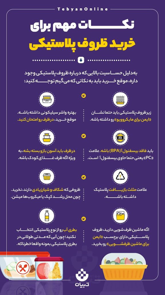 اینفوگرافیک | نکات مهم برای خرید ظروف پلاستیکی غذا