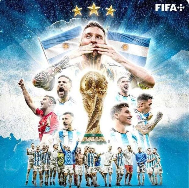 عکس | طرح ویژه فیفا به مناسبت قهرمانی آرژانتین در جام جهانی با فرماندهی مسی