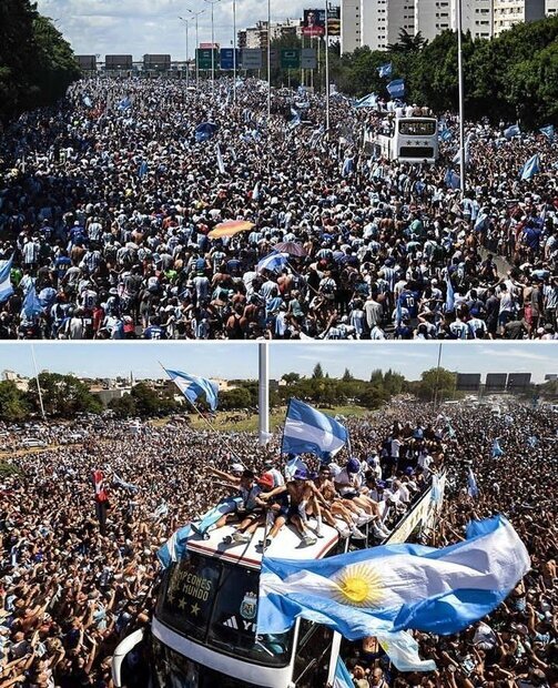 تصاویر | هلی‌کوپتر بالای سر مسی و یارانش با شیطنت جنجالی | اقدام عجیب یک هوادار جشن قهرمانی آرژانتینی ها را نیمه تمام گذاشت