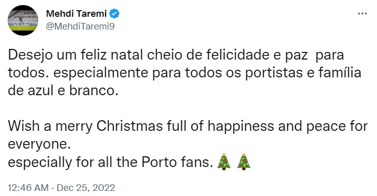 عکس | پیام طارمی به هواداران پورتو | آرزوی ستاره ایرانی در سال جدید