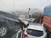 تصادف زنجیره‌ای در اتوبان تهران - قم | اعزام بالگرد به محل حادثه