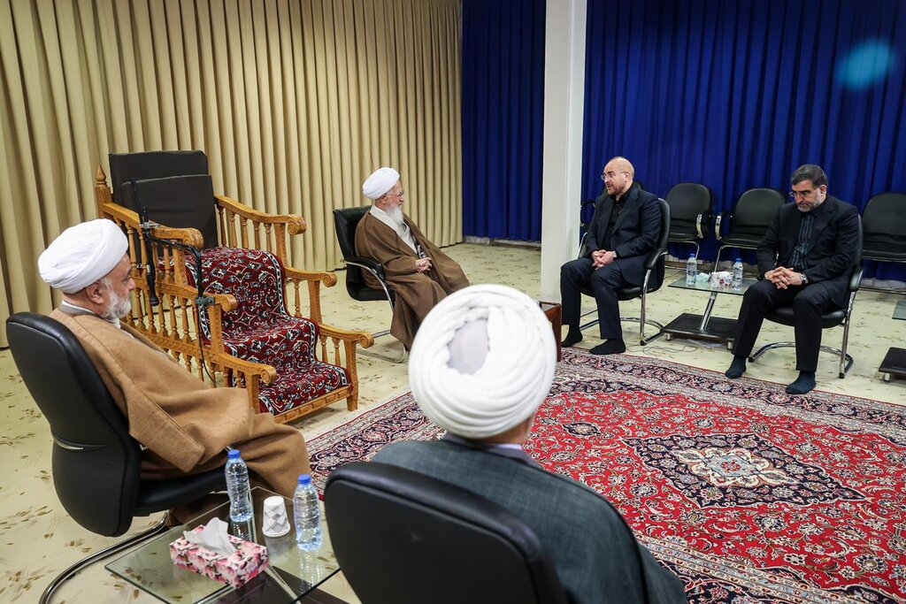 تصاویر ا دیدار صمیمی آیت الله جوادی آملی با قالیباف