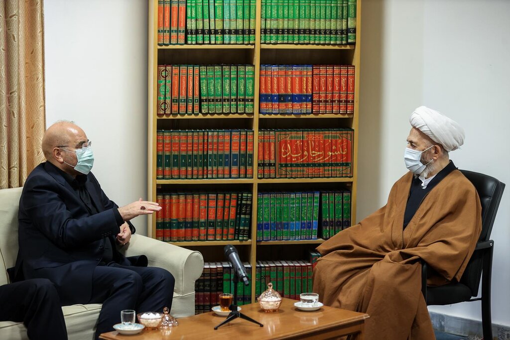 تصاویر ا دیدار صمیمی آیت الله جوادی آملی با قالیباف