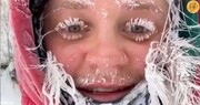 یخ زدن مو و مژه‌های یک زن آمریکایی بر اثر سرمای منفی 50 درجه