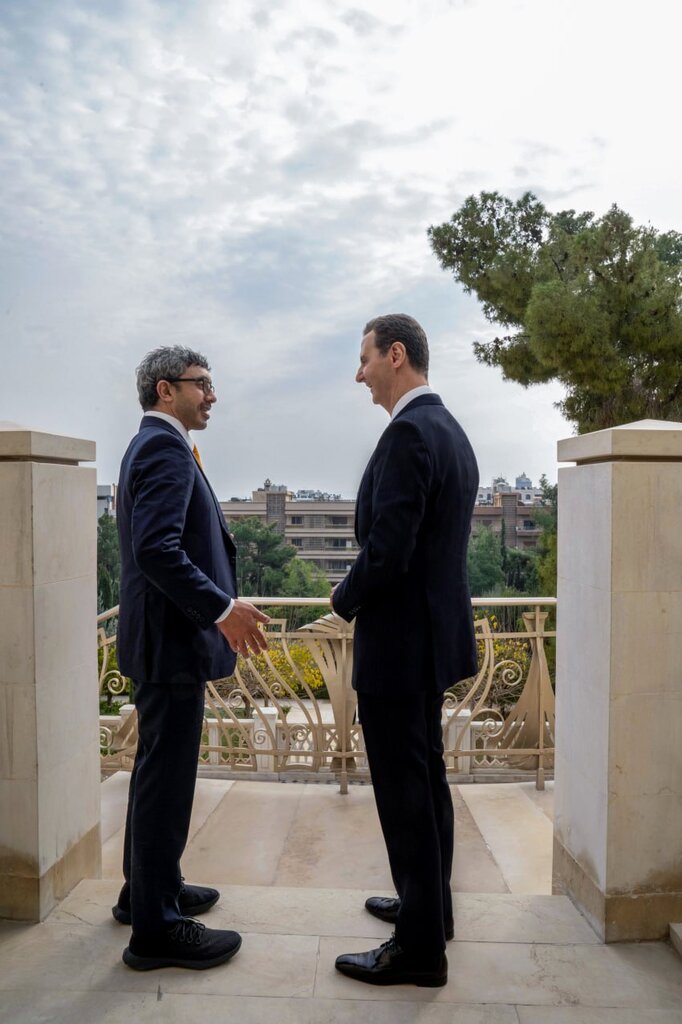 عکس | وزیر خارجه امارات به دیدار بشار اسد رفت