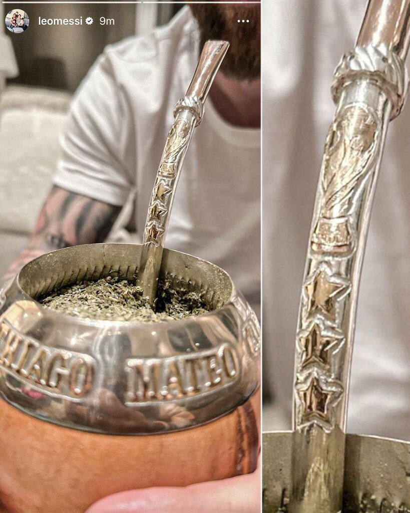 عکس | مسی جام جهانی را سر کشید! | نقش کاپ و سه ستاره آرژانتین در نوشیدنی لئو