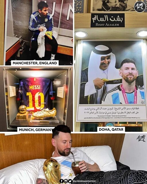 عکس | تصاویر مسی در رختکن منچستر، موزه بایرن مونیخ و موزه قطر | بهانههای ویژه برای نصب عکس فوق ستاره