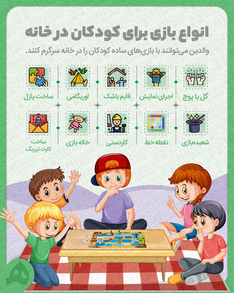 اینفوگرافیک | انواع بازی برای کودکان در خانه