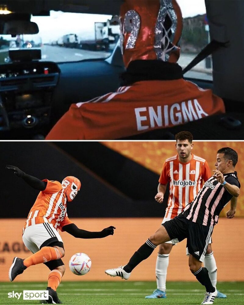 تصویر عجیبترین فوتبالیست دنیا با نقاب کامل | بازیکن مجهولالهویه در اسپانیا کیست؟