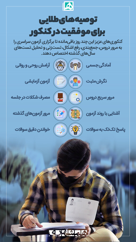 اینفوگرافیک | توصیههای طلایی برای موفقیت داوطلبان در کنکور