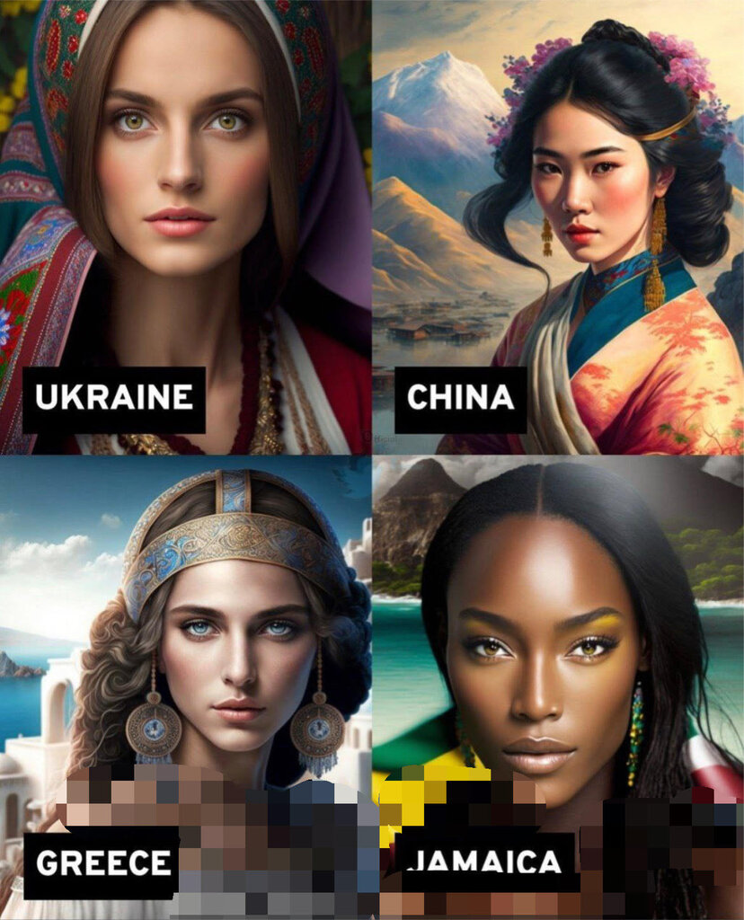 تصاویر ا اگر کشورهای جهان زن بودند چه صورتی داشتند؟؛هوش مصنوعی ایران را زن باحجاب تصویر کرد