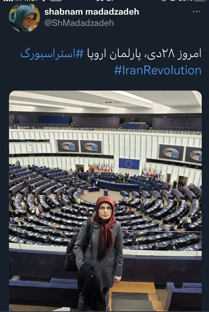 تصاویر | شبنم مددزاده کیست؟ ؛ حضور در پارلمان اروپا در روز رای گیری علیه سپاه | ردپای منافقین در تصمیم ضدایرانی پارلمان اروپا