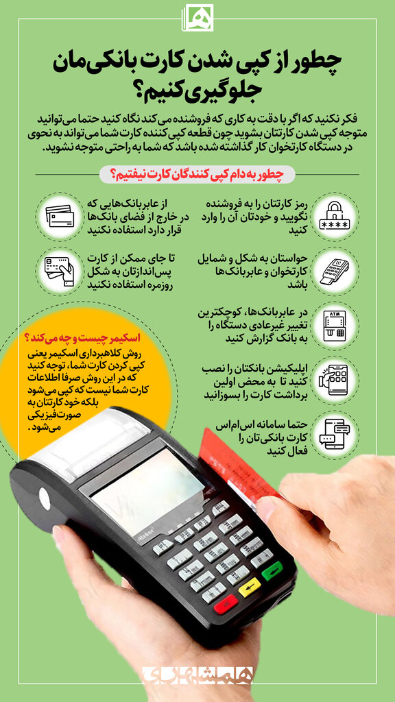 اینفوگرافیک | چطور از کپی شدن کارت بانکیمان جلوگیری کنیم؟