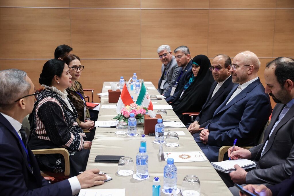 تصاویر ا احترام متفاوت یک زن بی حجاب به قالیباف در حاشیه اجلاس الجزایر